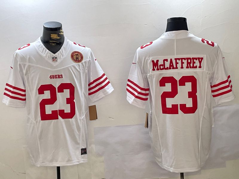 Men San Francisco 49ers #23 Mccaffrey White Three generations 2024 Nike Vapor Limited NFL Jersey style 7->san francisco 49ers->NFL Jersey